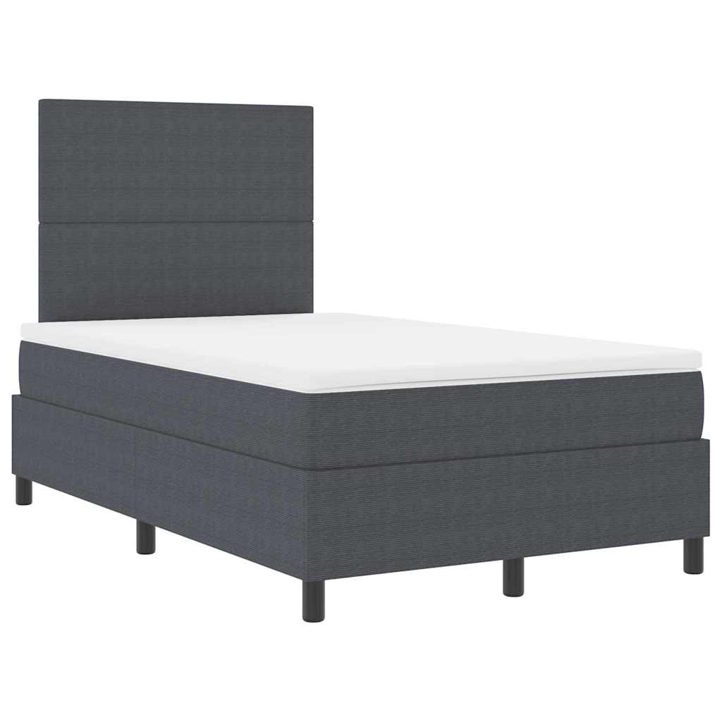 Boxrugós ágy Sötétszürke és Fehér 120 x 200 cm Bársonyos szövet