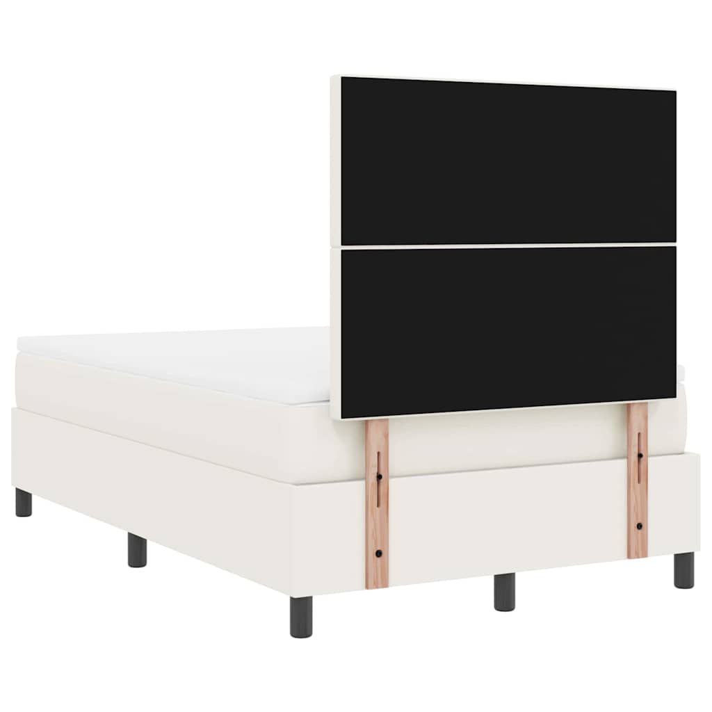 Boxrugós ágy Krém és fehér 120 x 200 cm Bársonyos szövet