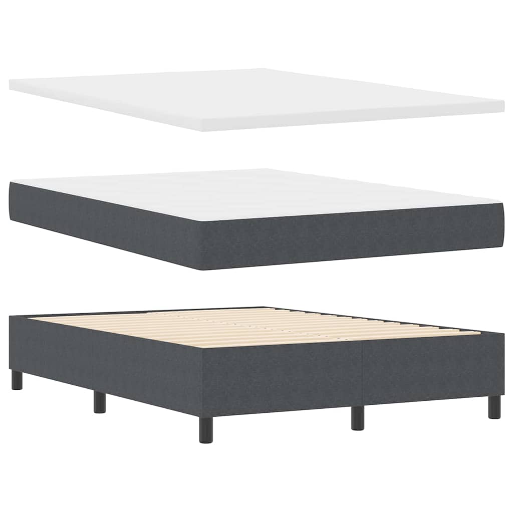 Boxrugós ágy Sötétszürke és Fehér 140 x 200 cm Bársonyos szövet