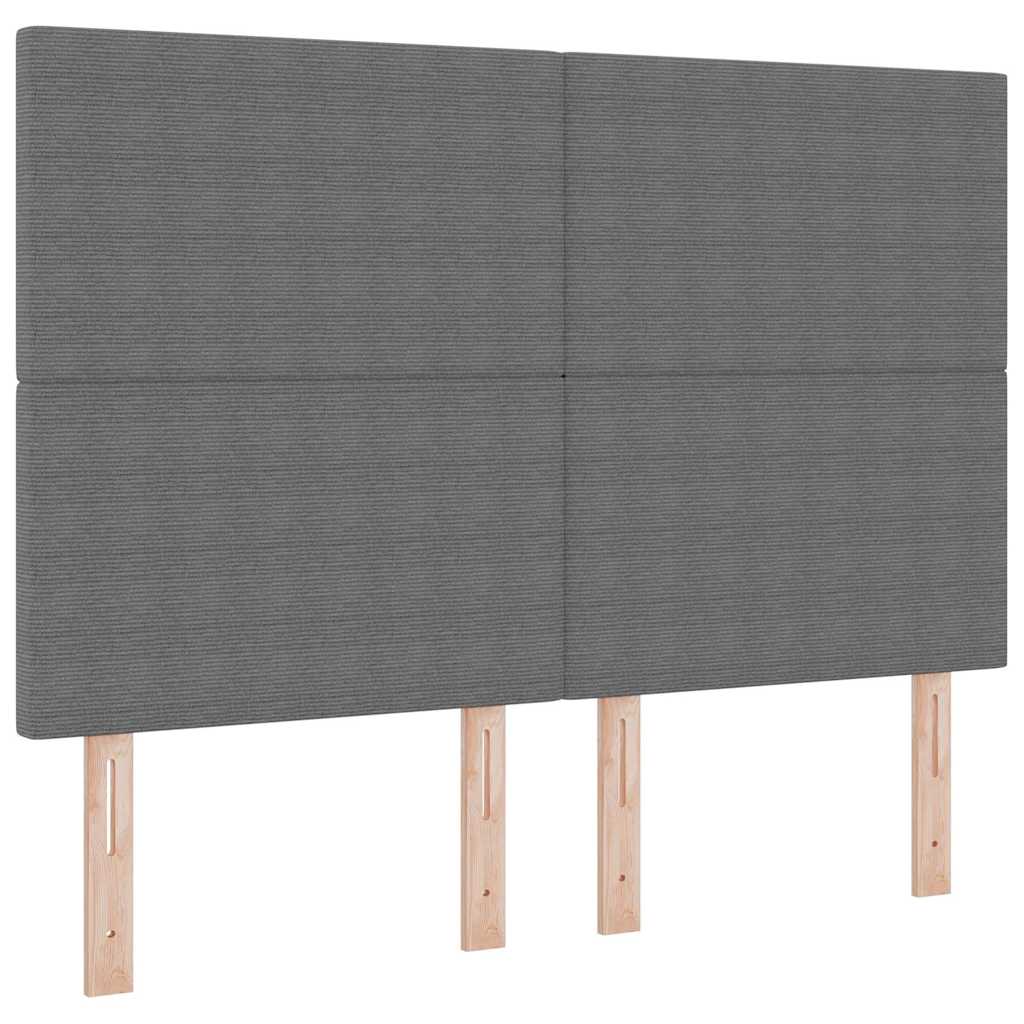 Boxrugós ágy fejtámlával Világosszürke és fehér 160 x 200 cm