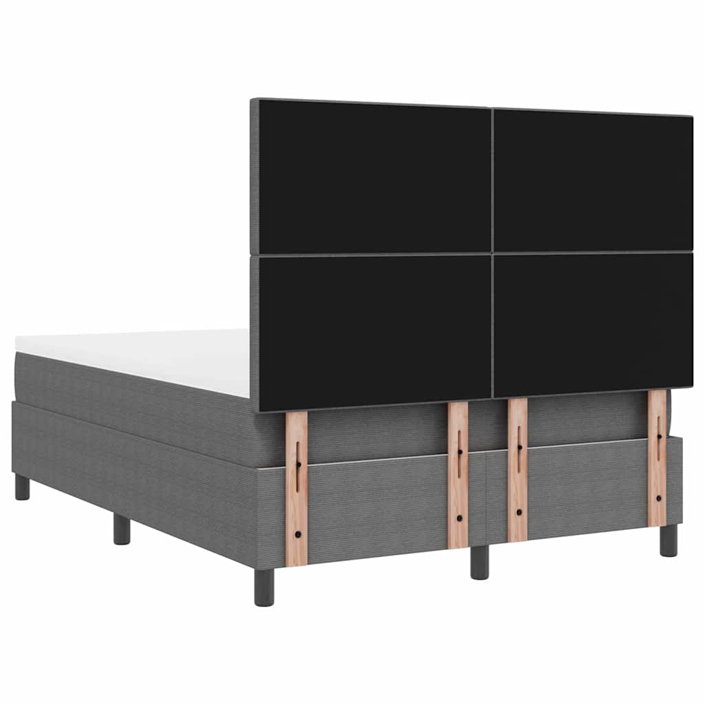 Boxrugós ágy fejtámlával Világosszürke és fehér 160 x 200 cm
