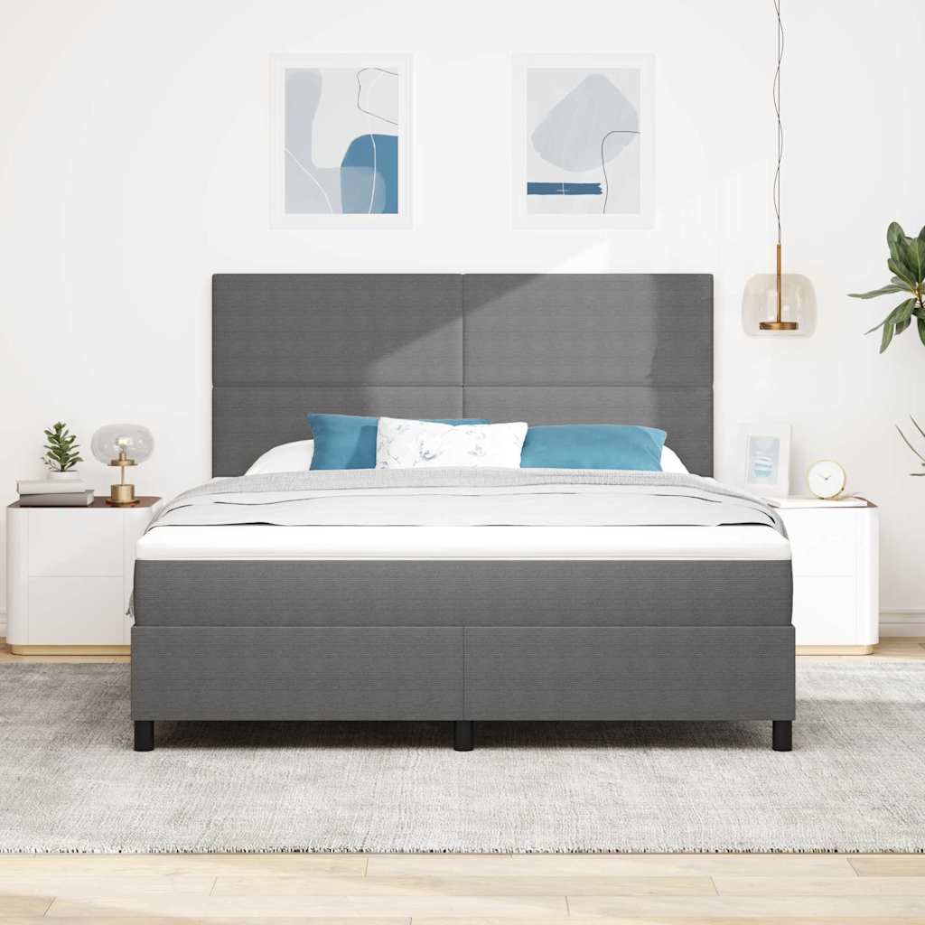 Boxrugós ágy fejtámlával Világosszürke és fehér 180 x 200 cm