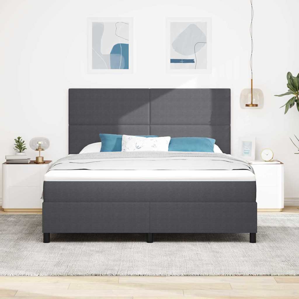 Boxrugós ágy Sötétszürke és Fehér 180 x 200 cm Bársonyos szövet