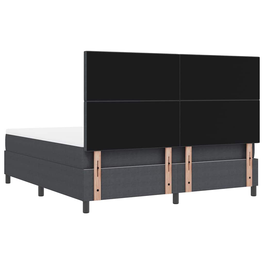 Boxrugós ágy Sötétszürke és Fehér 180 x 200 cm Bársonyos szövet