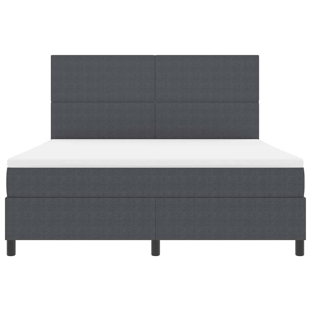 Boxrugós ágy Sötétszürke és Fehér 180 x 200 cm Bársonyos szövet