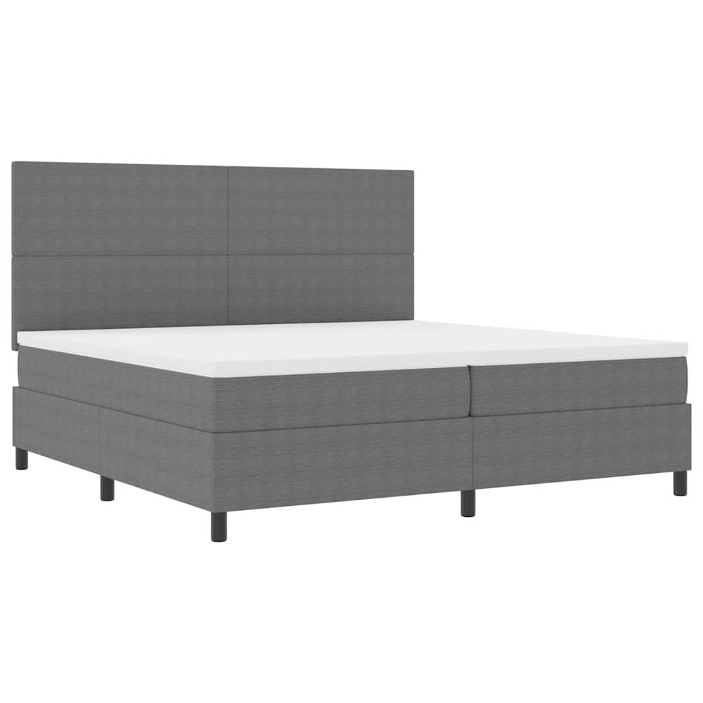 Boxrugós ágy fejtámlával Világosszürke és fehér 200 x 200 cm