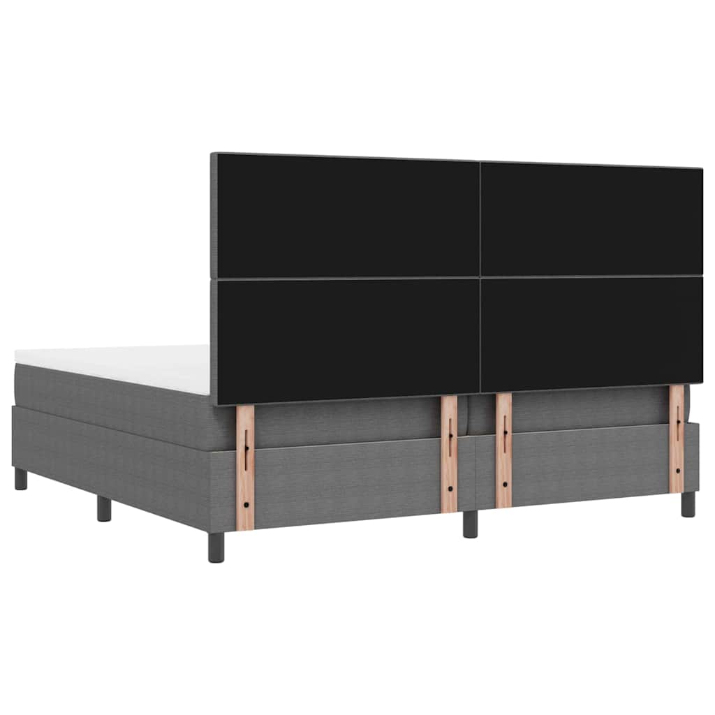 Boxrugós ágy fejtámlával Világosszürke és fehér 200 x 200 cm