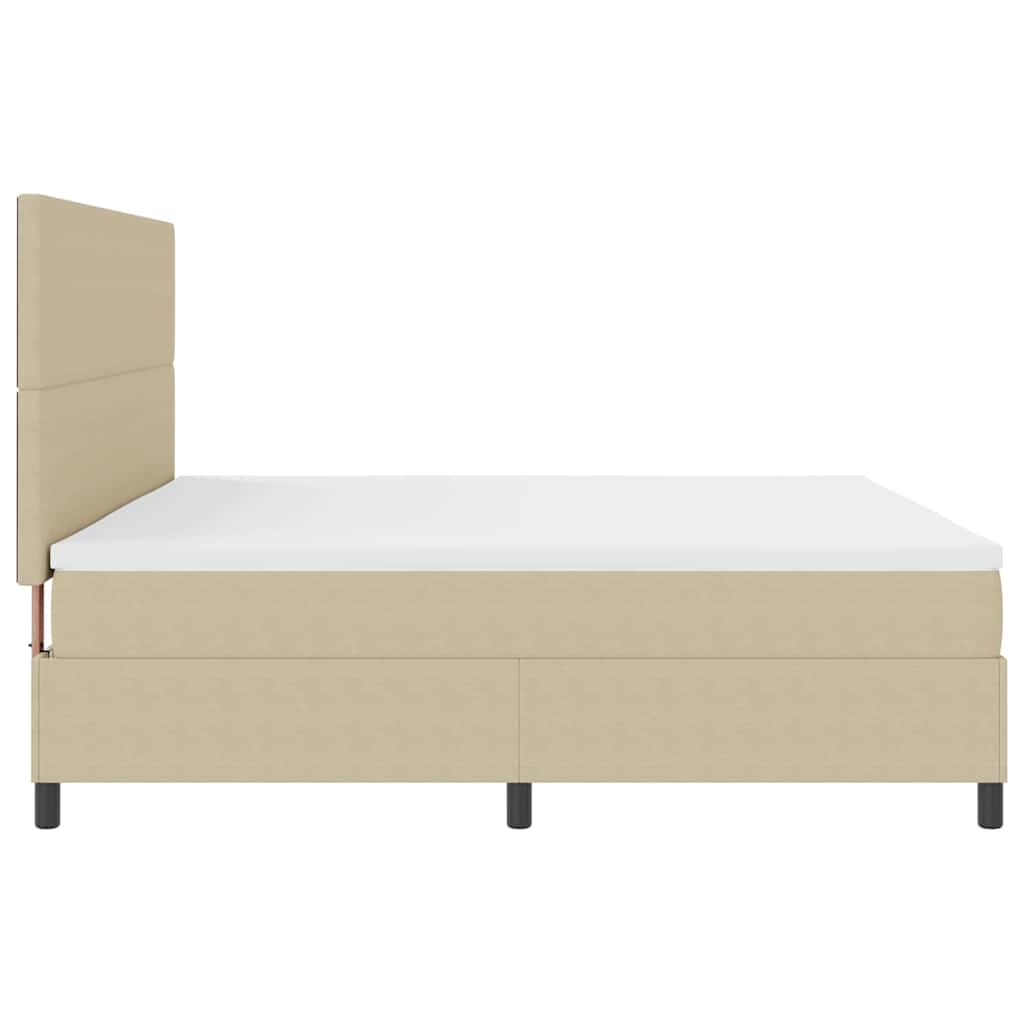 Boxrugós ágy fejtámlával Világosszürke és fehér 200 x 200 cm