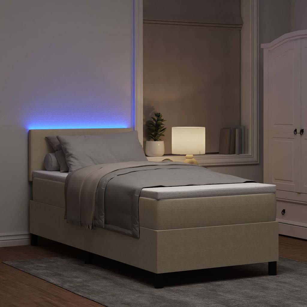 LED Box Spring Ágy Világosszürke és fehér 80 x 200 cm