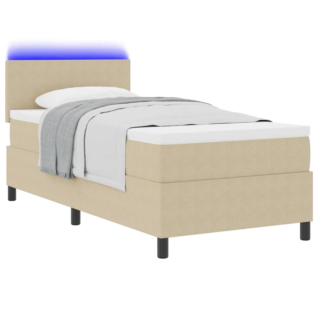 LED Box Spring Ágy Világosszürke és fehér 80 x 200 cm