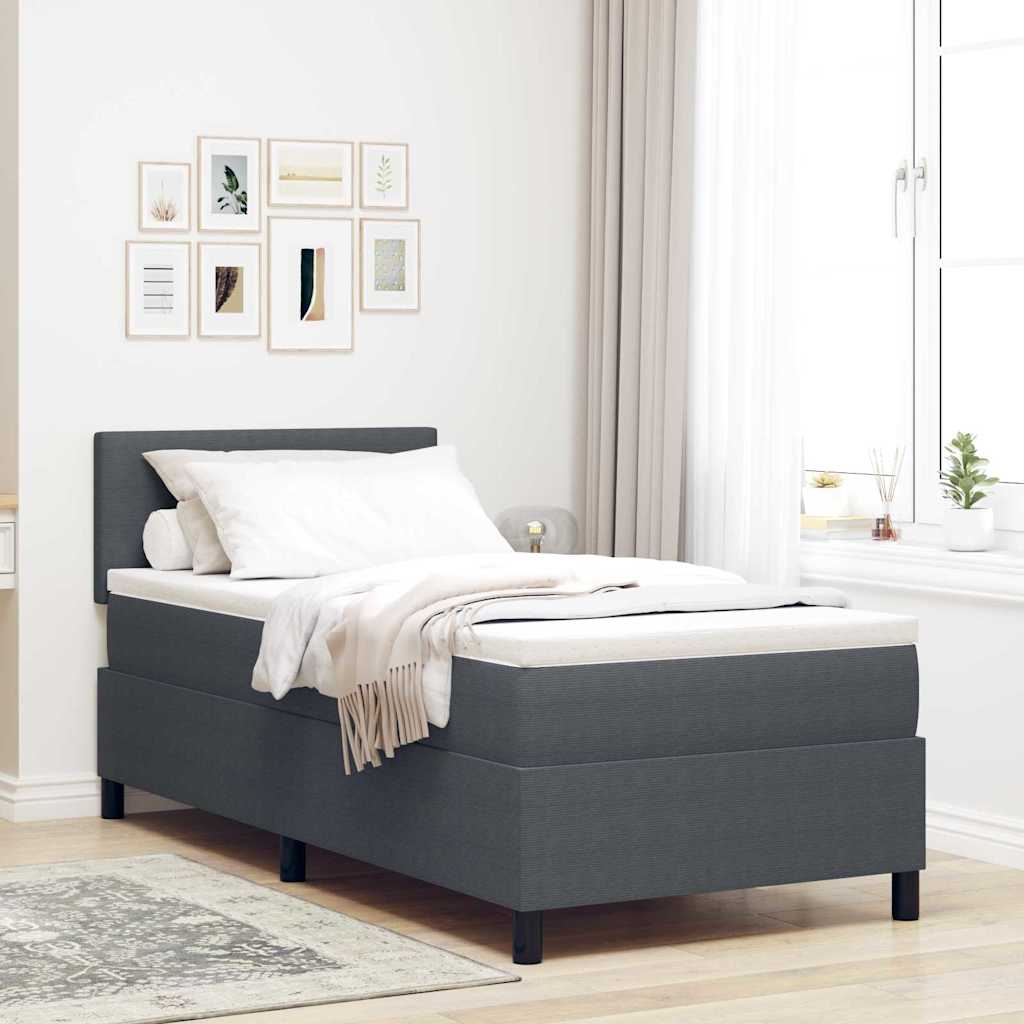 LED Box Spring Ágy fejtámlával Sötétszürke és Fehér 90 x 190 cm