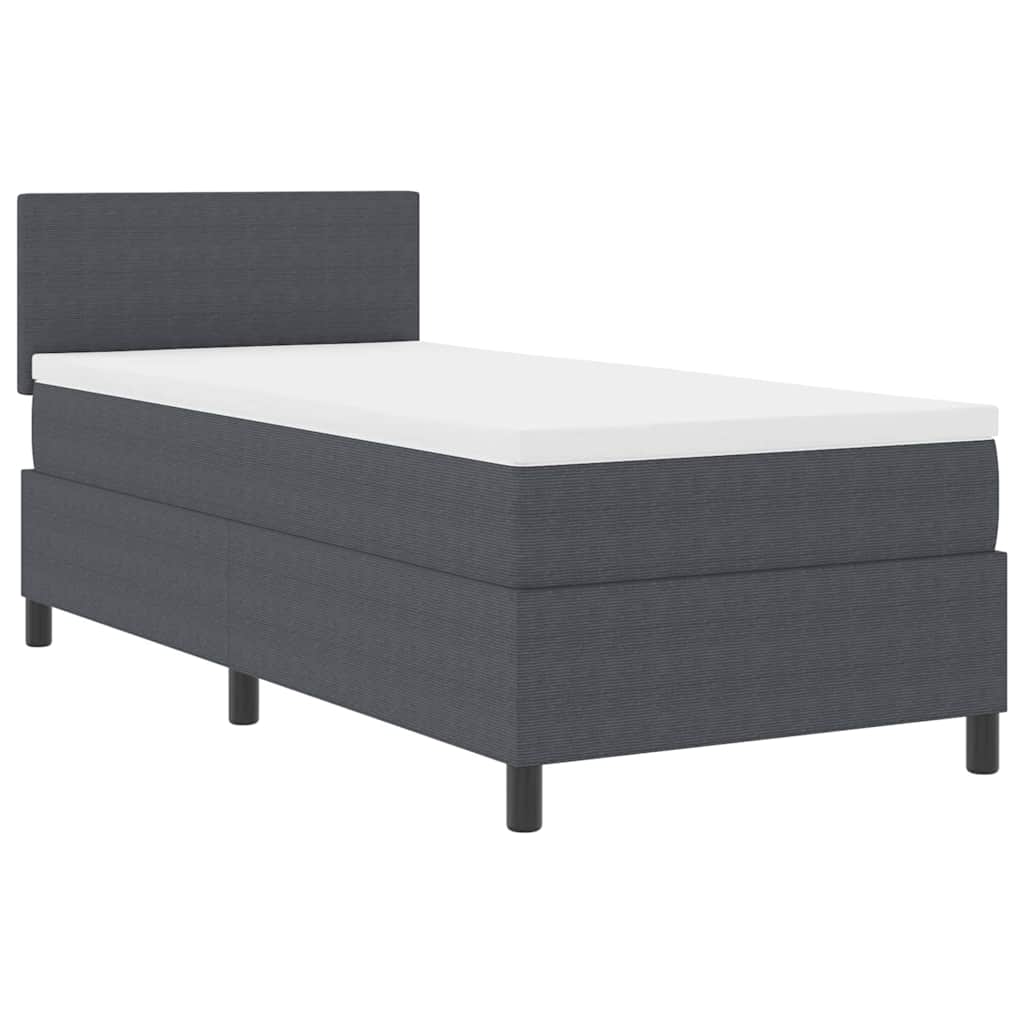 LED Box Spring Ágy fejtámlával Sötétszürke és Fehér 90 x 190 cm