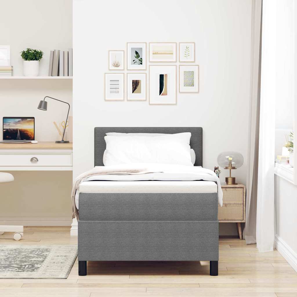 LED Box Spring Ágy Világosszürke és fehér 100 x 200 cm