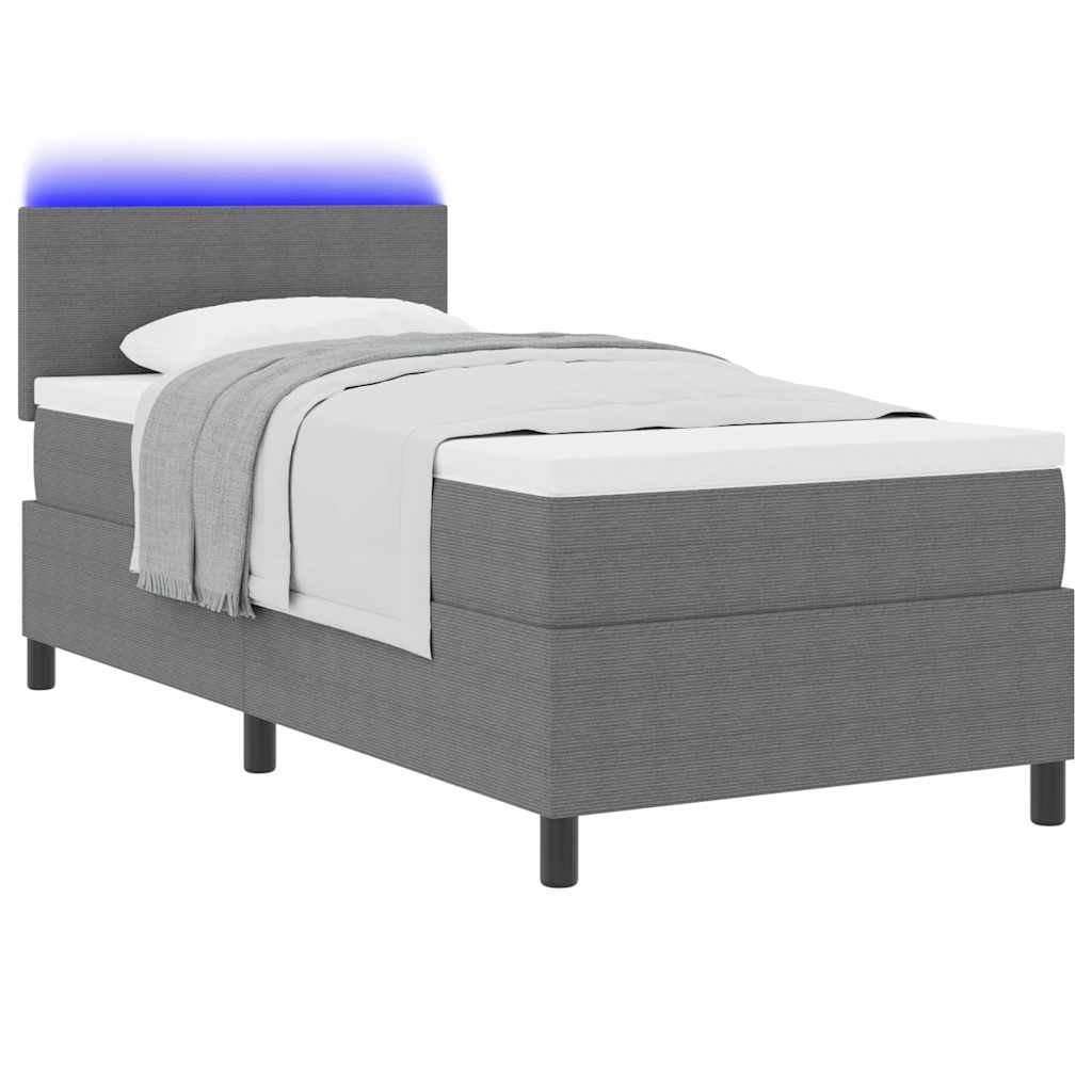 LED Box Spring Ágy Világosszürke és fehér 100 x 200 cm