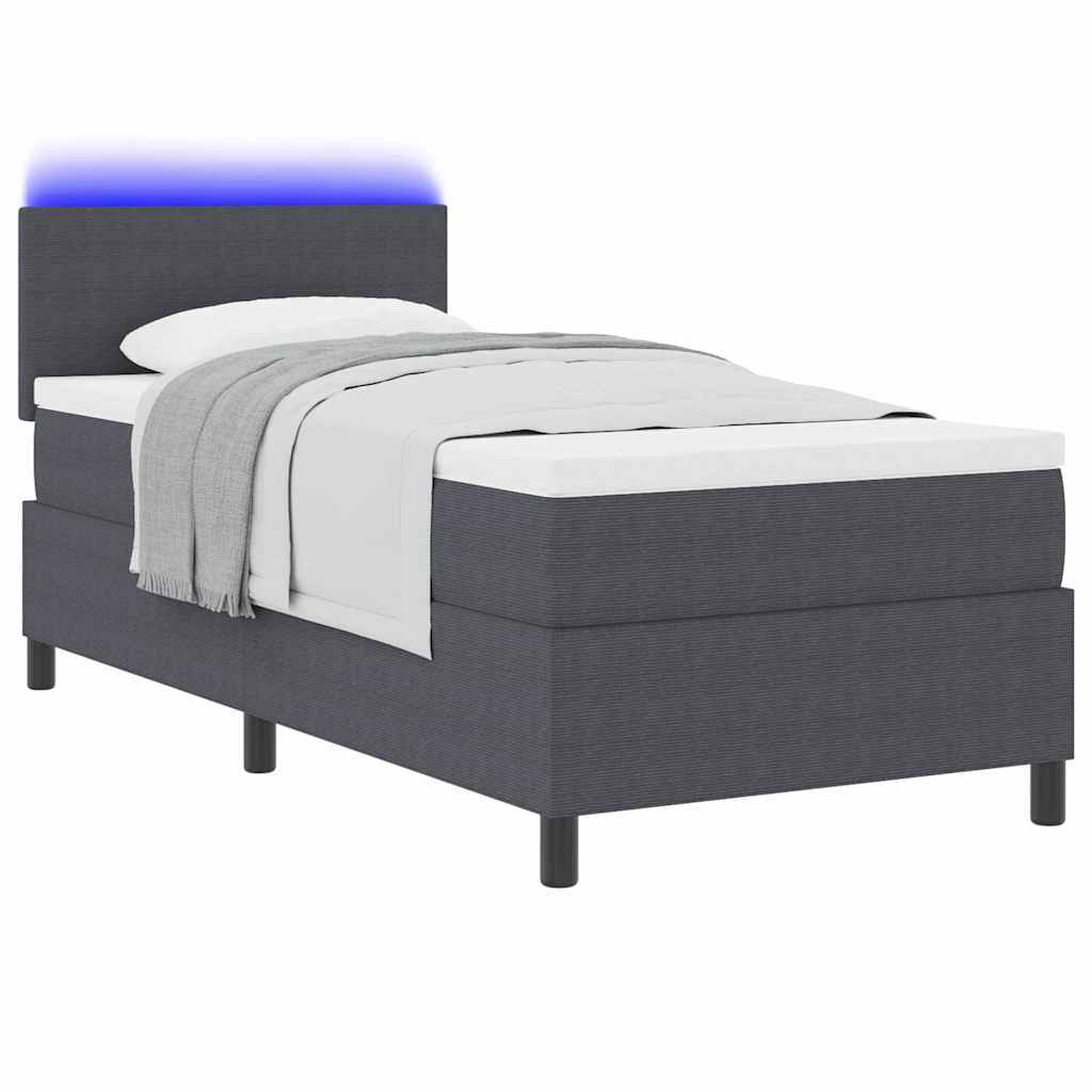 LED Box Spring Ágy Sötétszürke és Fehér 100 x 200 cm