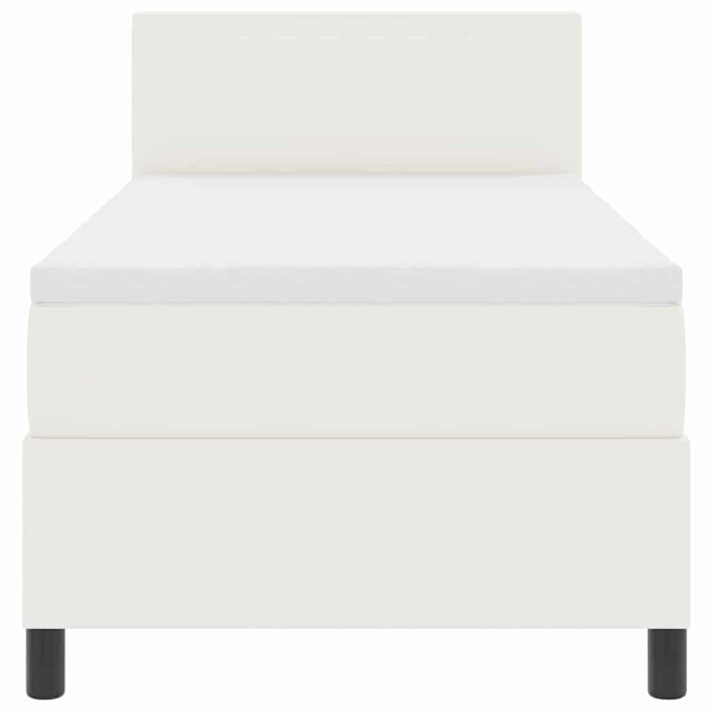 LED Box Spring Ágy Krém és fehér 100 x 200 cm Bársonyos szövet