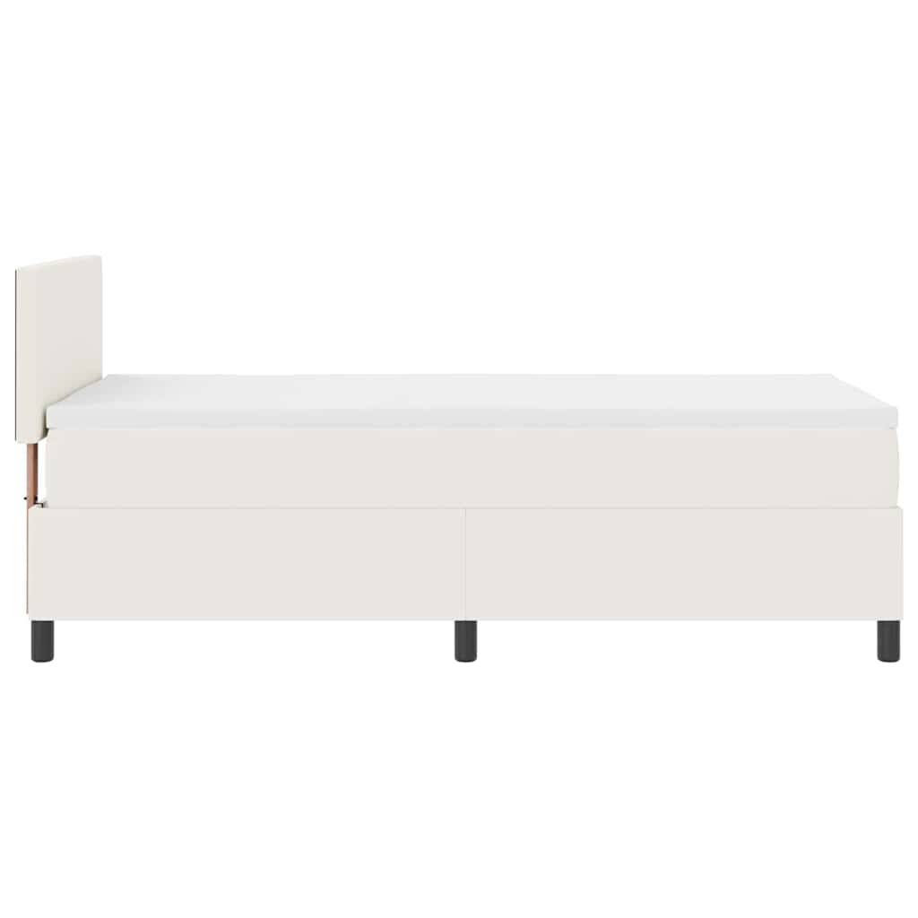 LED Box Spring Ágy Krém és fehér 100 x 200 cm Bársonyos szövet