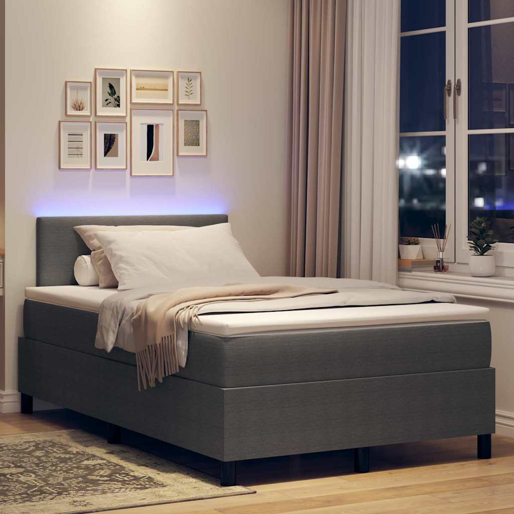 LED Box Spring Ágy Világosszürke és fehér 120 x 200 cm
