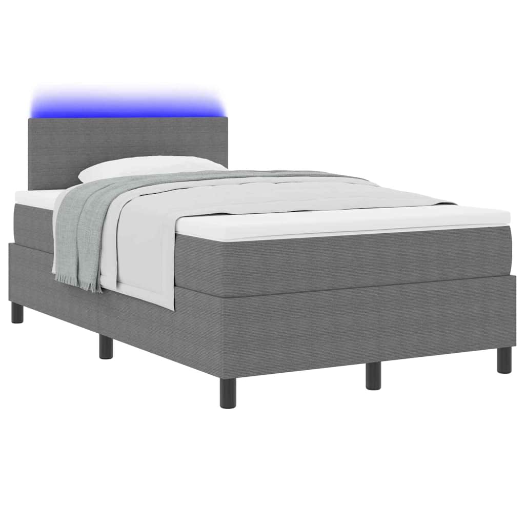 LED Box Spring Ágy Világosszürke és fehér 120 x 200 cm