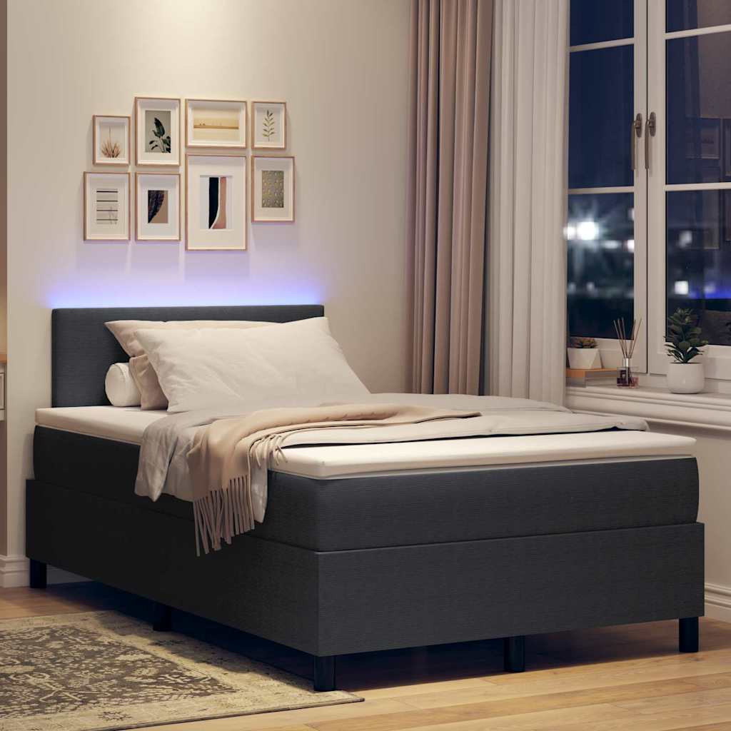 LED Box Spring Ágy Sötétszürke és Fehér 120 x 200 cm