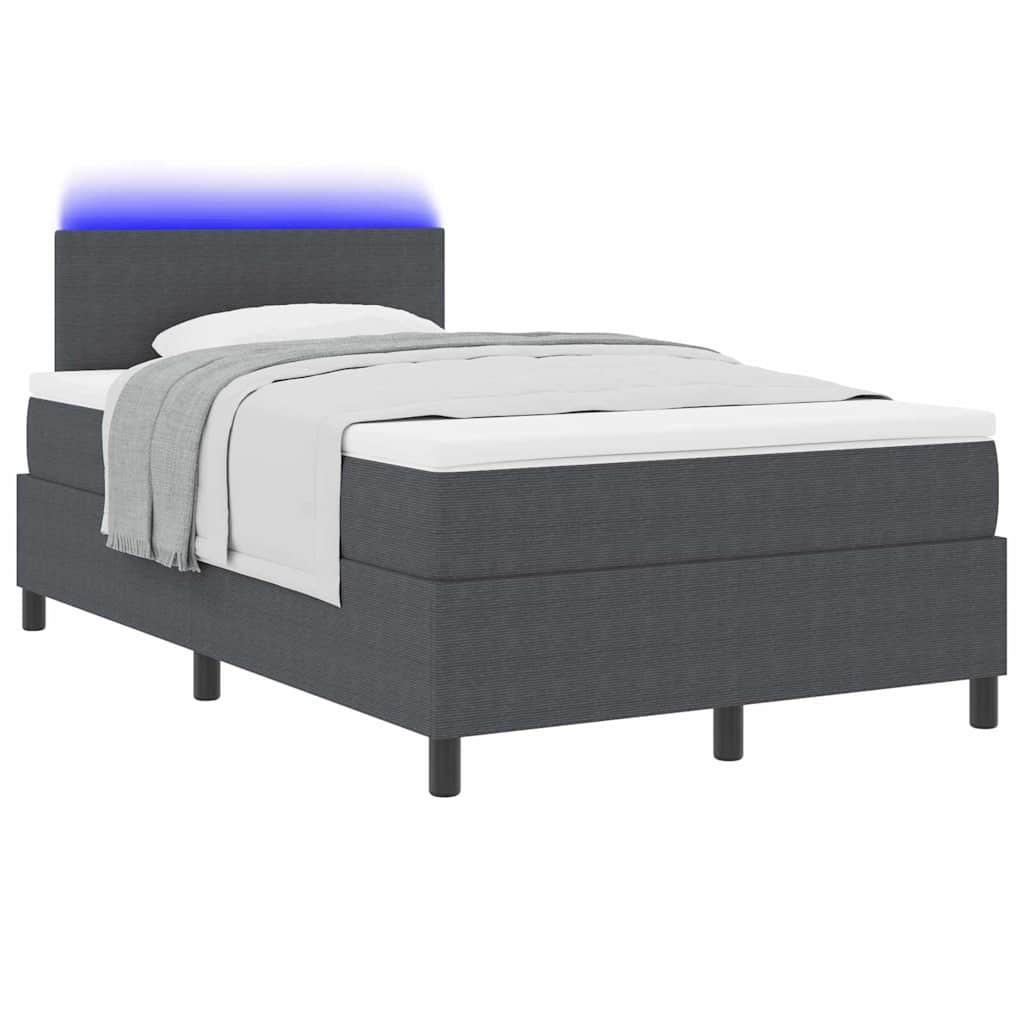 LED Box Spring Ágy Sötétszürke és Fehér 120 x 200 cm