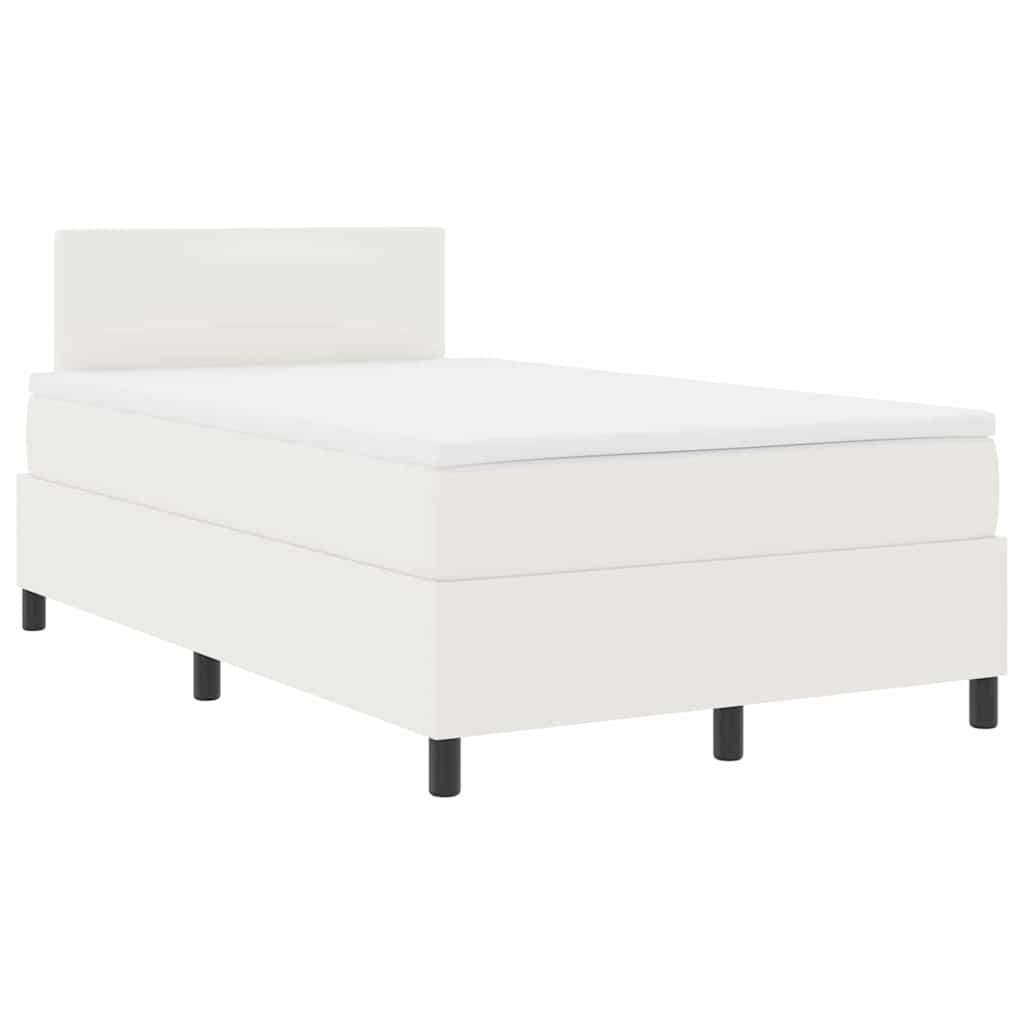 LED Box Spring Ágy Krém és fehér 120 x 200 cm Bársonyos szövet