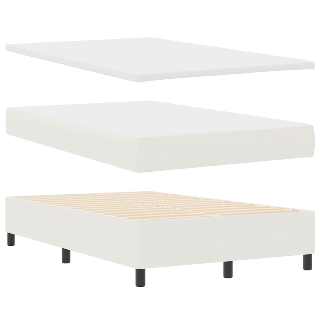 LED Box Spring Ágy Krém és fehér 120 x 200 cm Bársonyos szövet