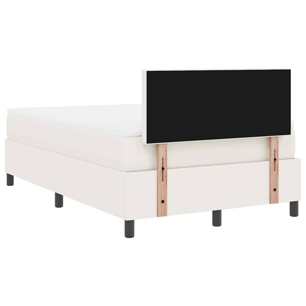 LED Box Spring Ágy Krém és fehér 120 x 200 cm Bársonyos szövet