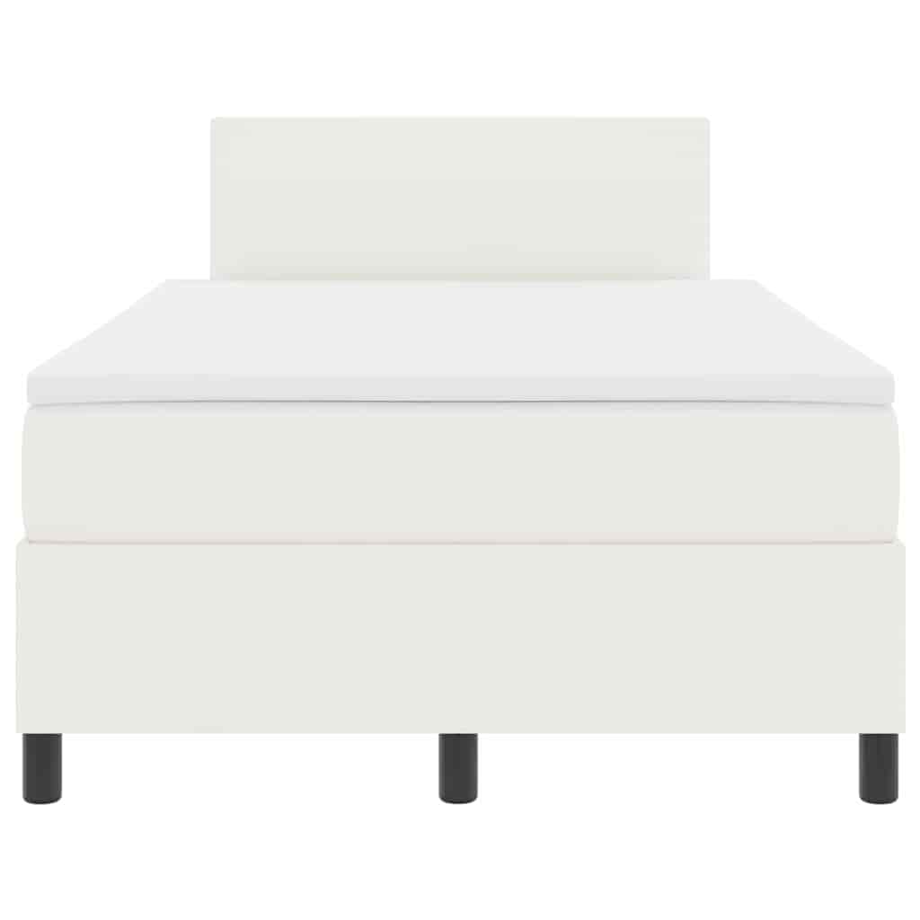 LED Box Spring Ágy Krém és fehér 120 x 200 cm Bársonyos szövet