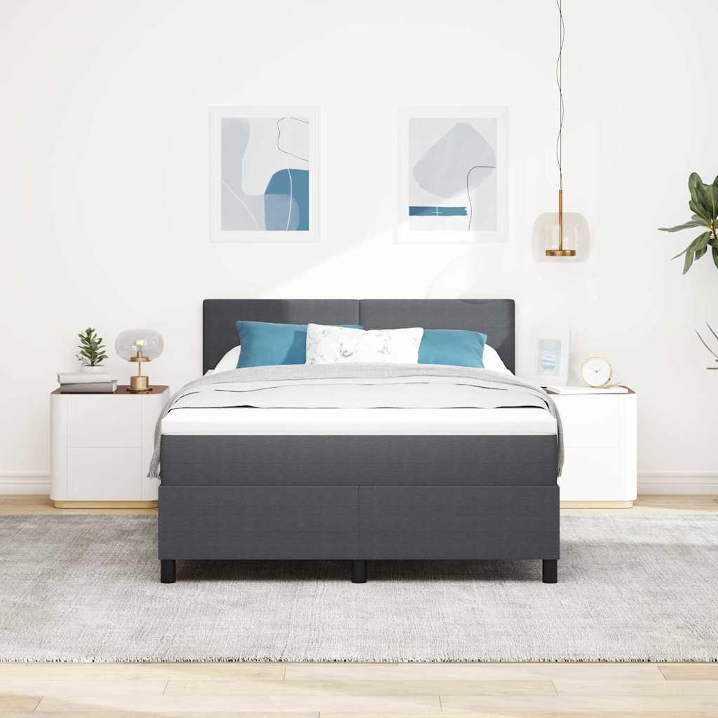 LED Box Spring Ágy Sötétszürke és Fehér 140 x 200 cm