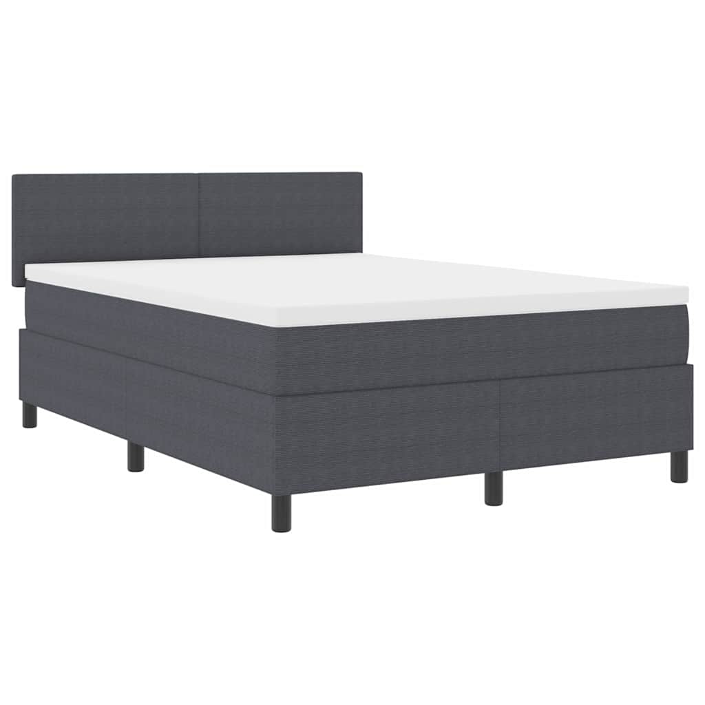 LED Box Spring Ágy Sötétszürke és Fehér 140 x 200 cm