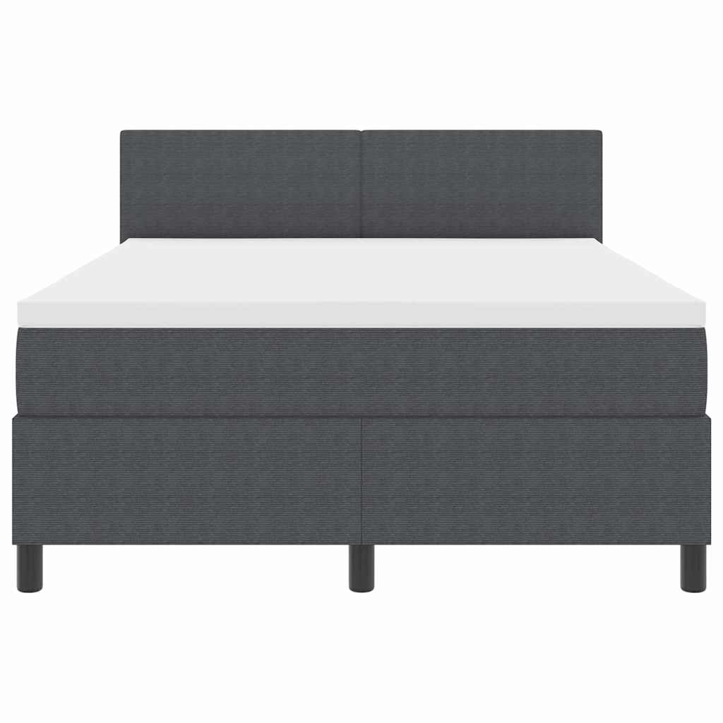 LED Box Spring Ágy Sötétszürke és Fehér 140 x 200 cm