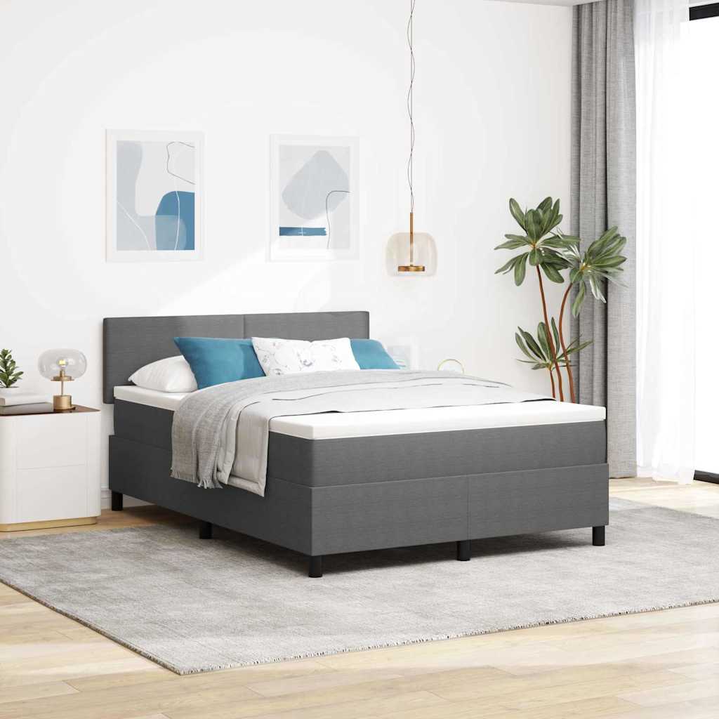LED Box Spring Ágy Világosszürke és fehér 160 x 200 cm