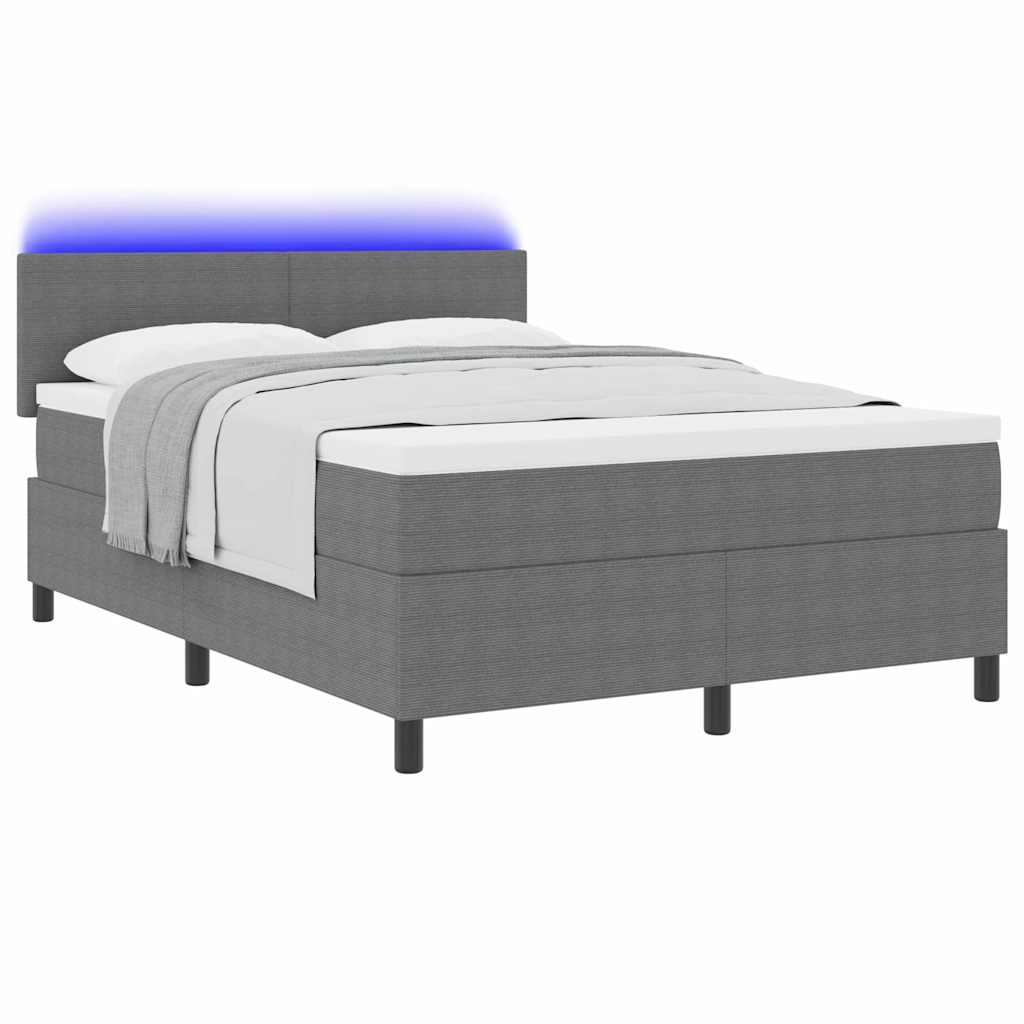 LED Box Spring Ágy Világosszürke és fehér 160 x 200 cm