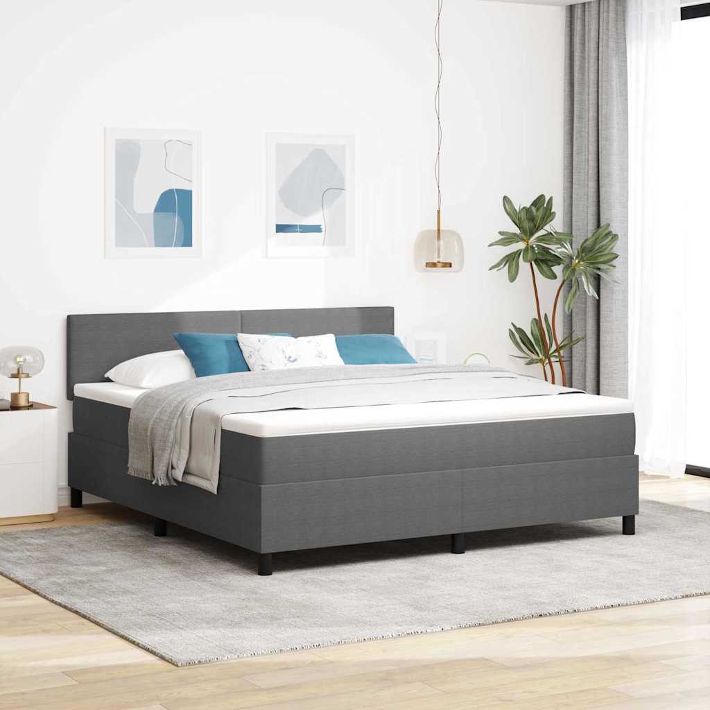 LED Box Spring Ágy Világosszürke és fehér 180 x 200 cm
