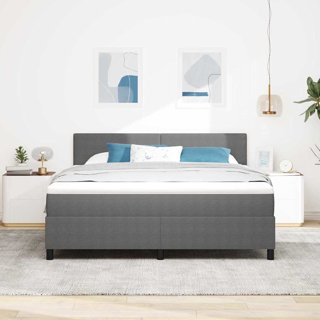 LED Box Spring Ágy Világosszürke és fehér 180 x 200 cm