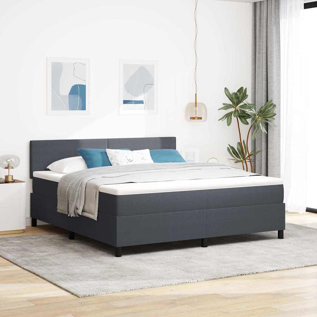 LED Box Spring Ágy Sötétszürke és Fehér 180 x 200 cm