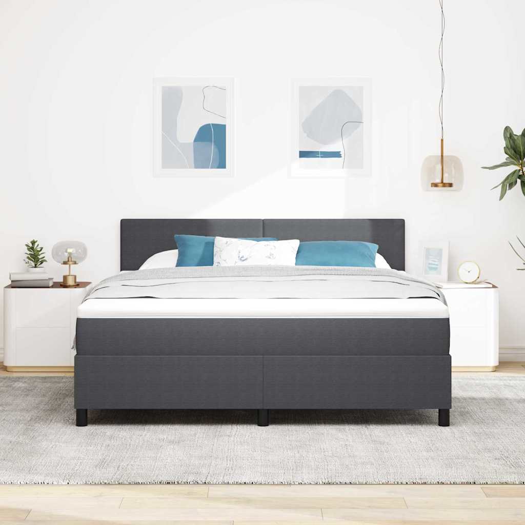 LED Box Spring Ágy Sötétszürke és Fehér 180 x 200 cm