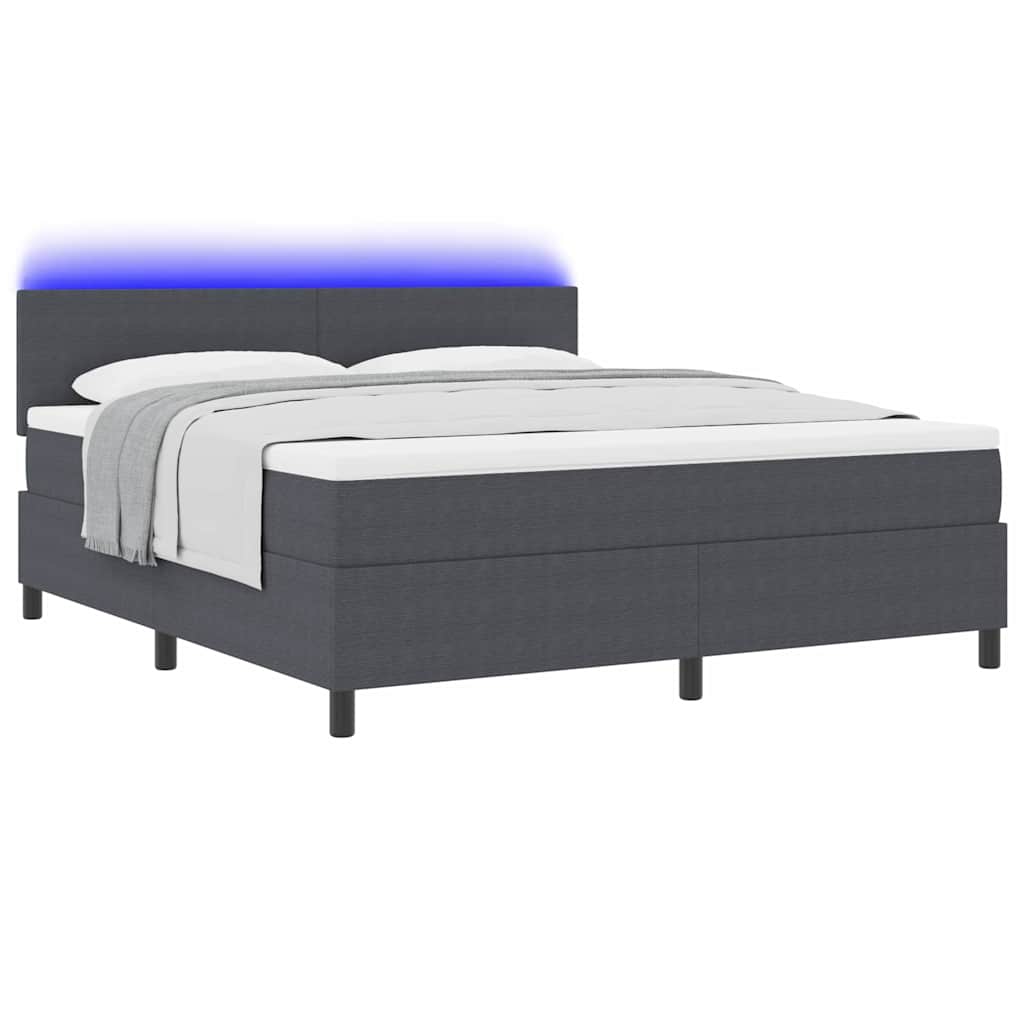 LED Box Spring Ágy Sötétszürke és Fehér 180 x 200 cm
