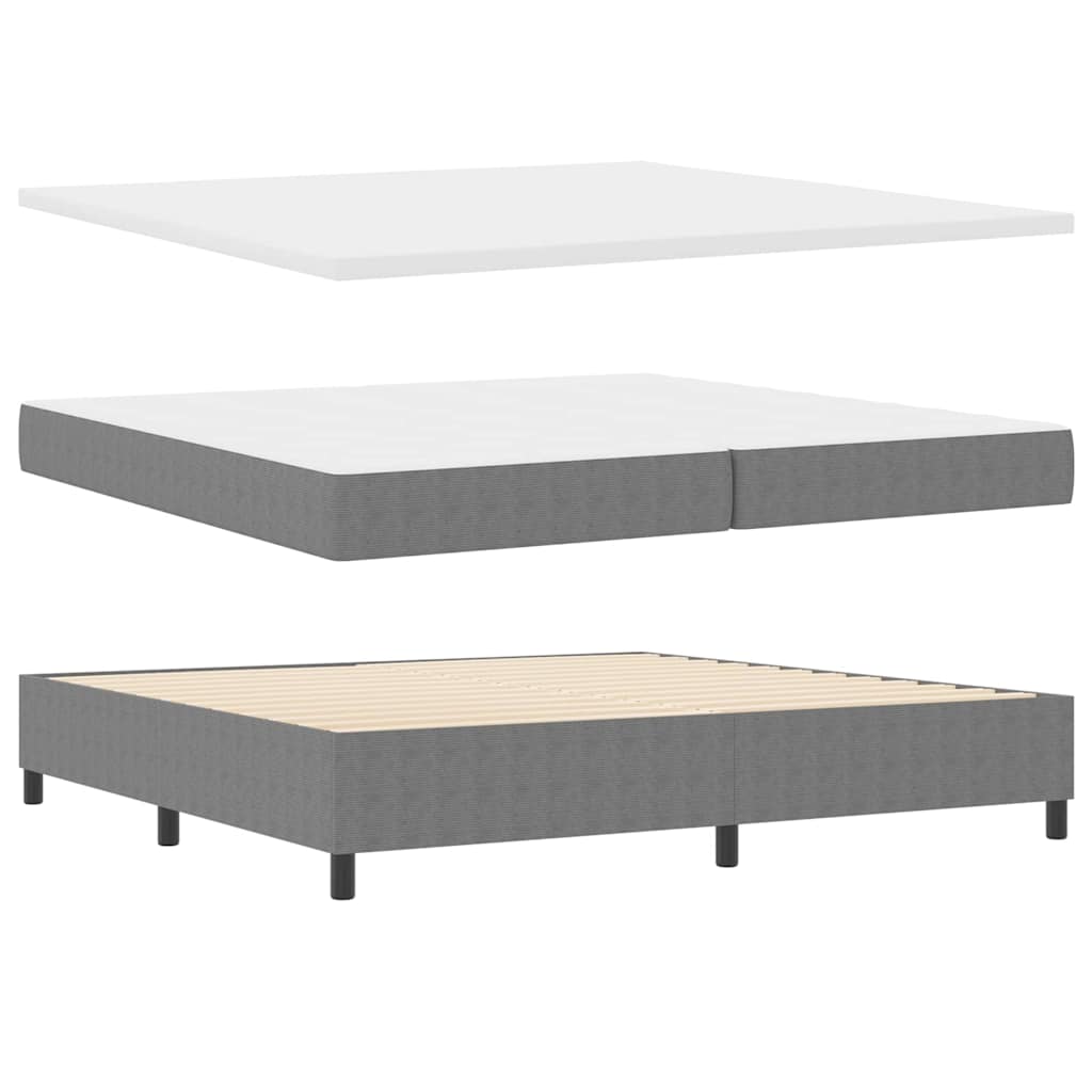 LED Box Spring Ágy Világosszürke és fehér 200 x 200 cm