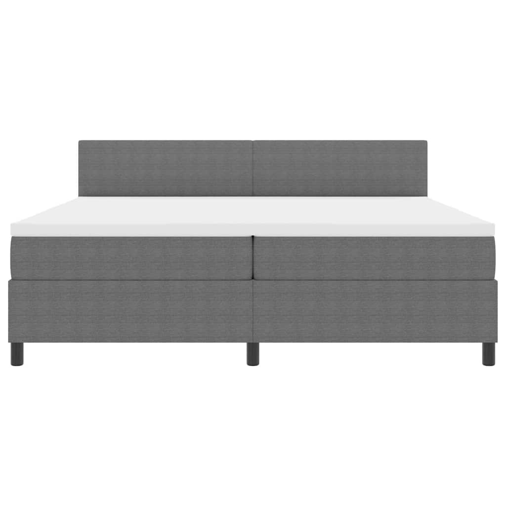 LED Box Spring Ágy Világosszürke és fehér 200 x 200 cm