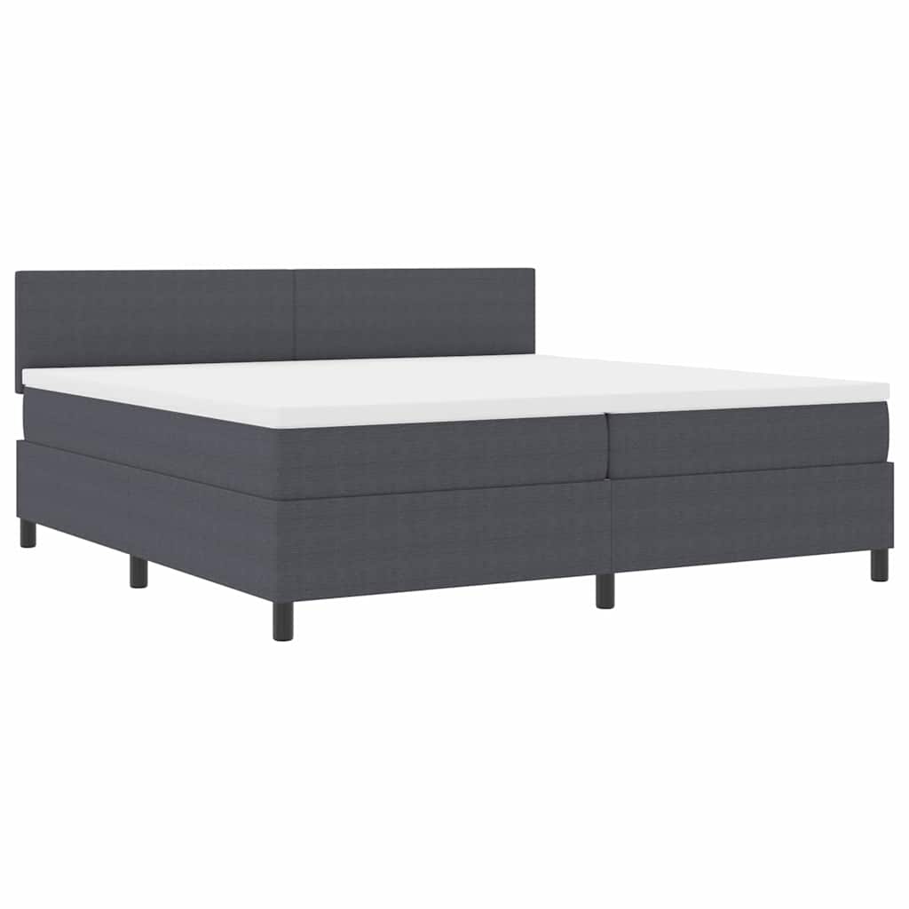 LED Box Spring Ágy Sötétszürke és Fehér 200 x 200 cm