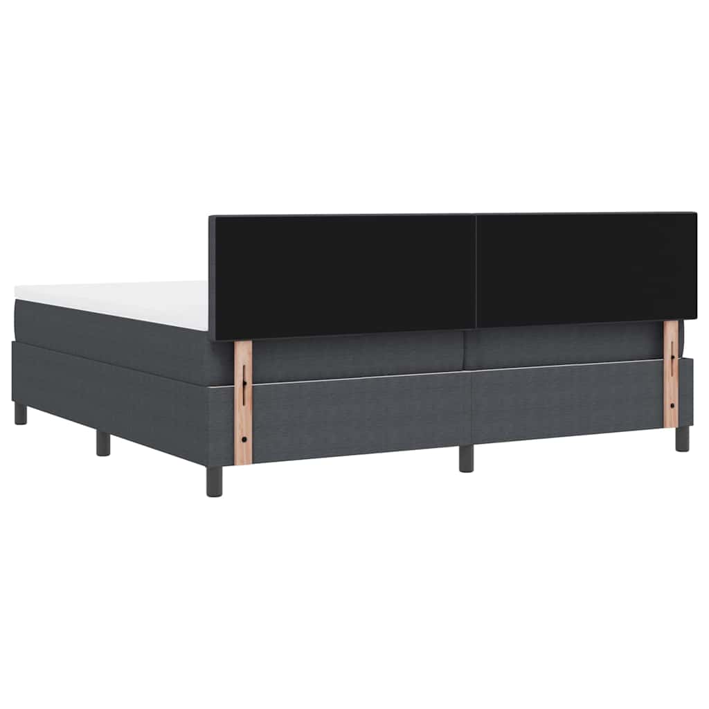 LED Box Spring Ágy Sötétszürke és Fehér 200 x 200 cm