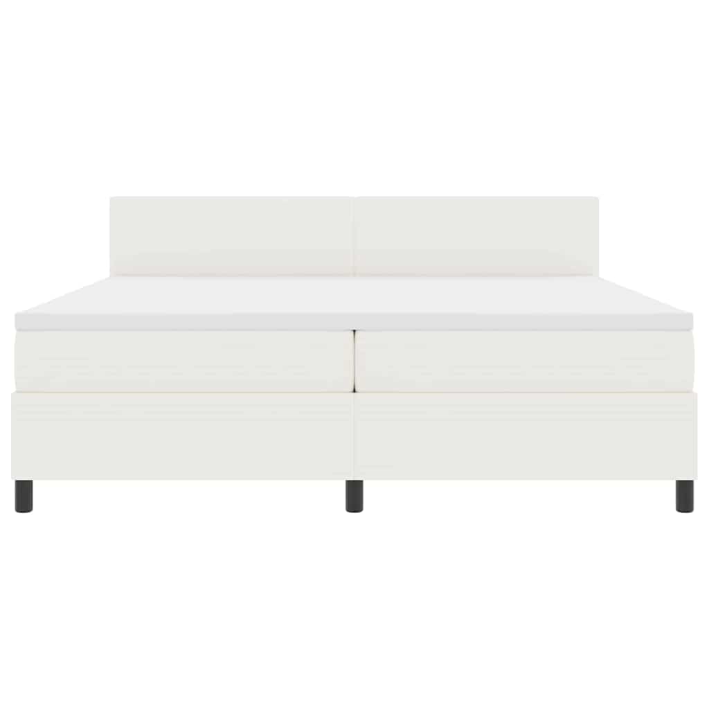LED Box Spring Ágy Krém és fehér 200 x 200 cm Bársonyos szövet