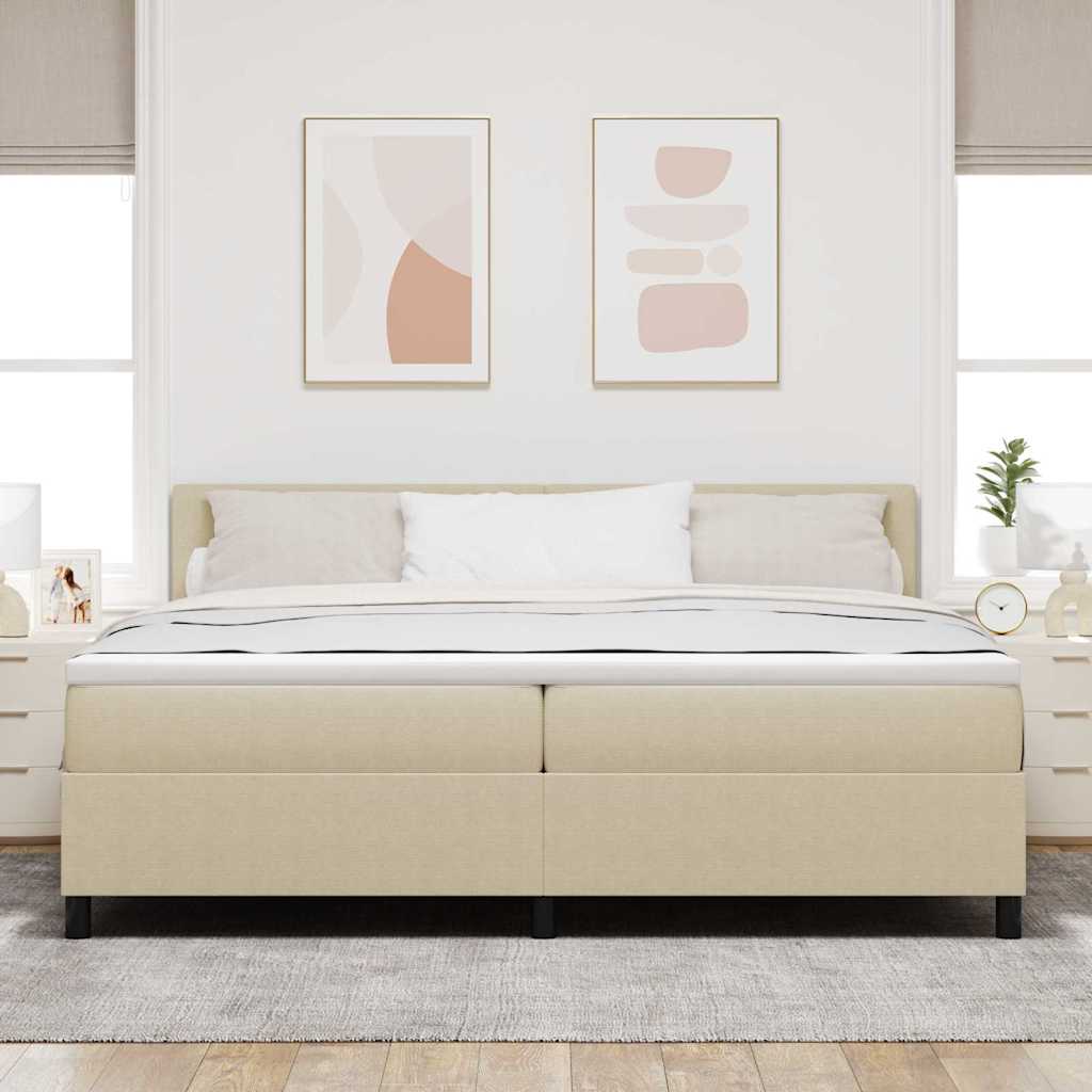 LED Box Spring Ágy Világosszürke és fehér 200 x 200 cm
