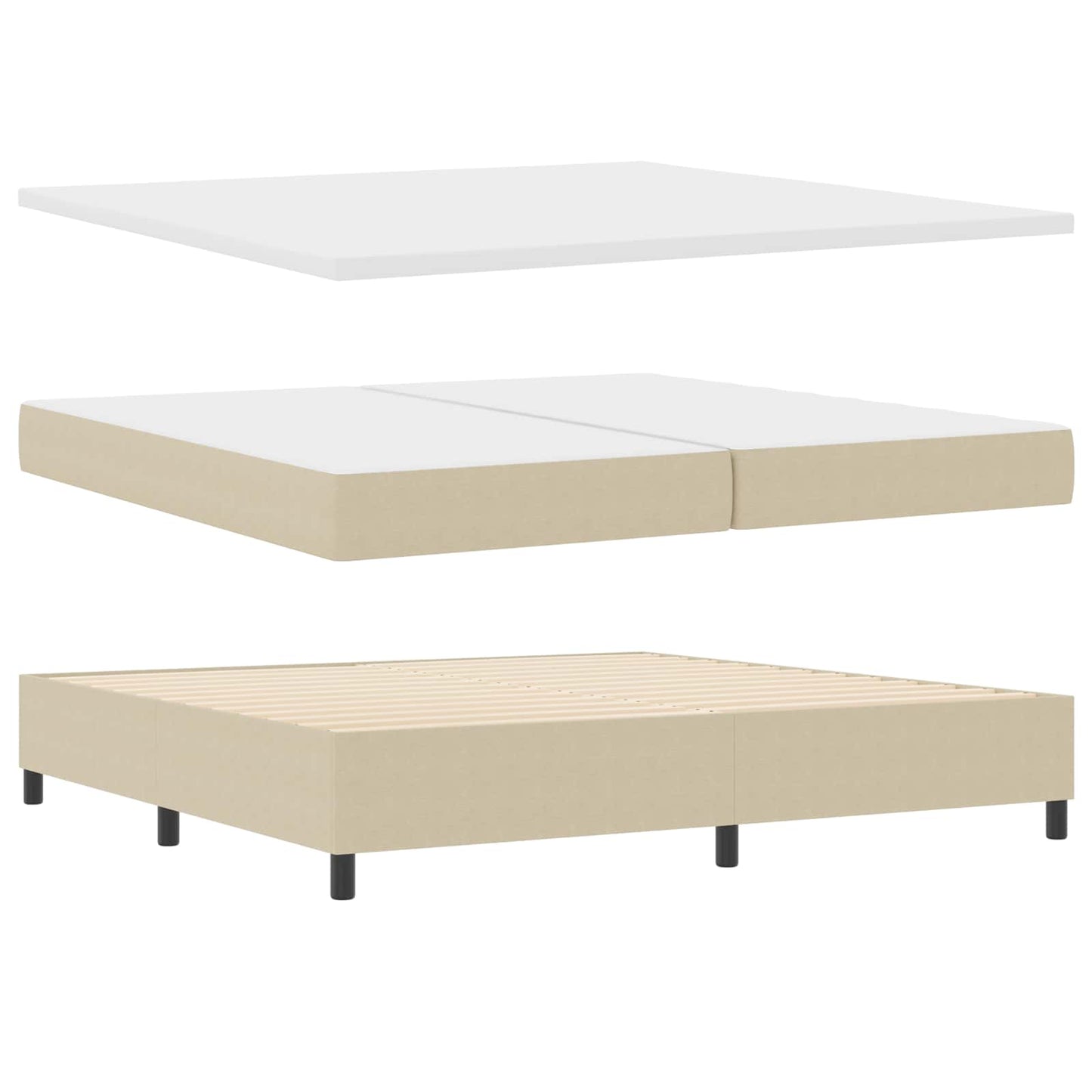 LED Box Spring Ágy Világosszürke és fehér 200 x 200 cm
