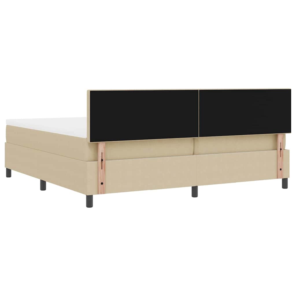 LED Box Spring Ágy Világosszürke és fehér 200 x 200 cm