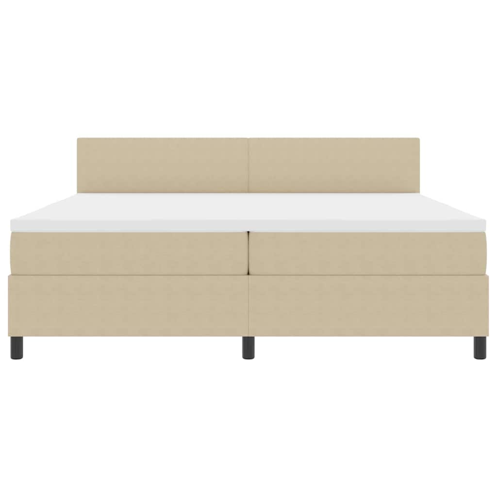 LED Box Spring Ágy Világosszürke és fehér 200 x 200 cm