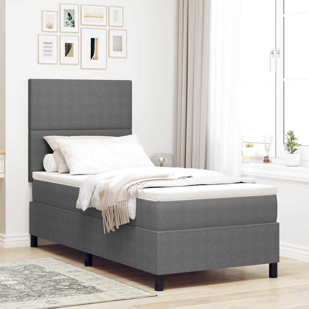 LED Box Spring Ágy Világosszürke és fehér 90 x 190 cm