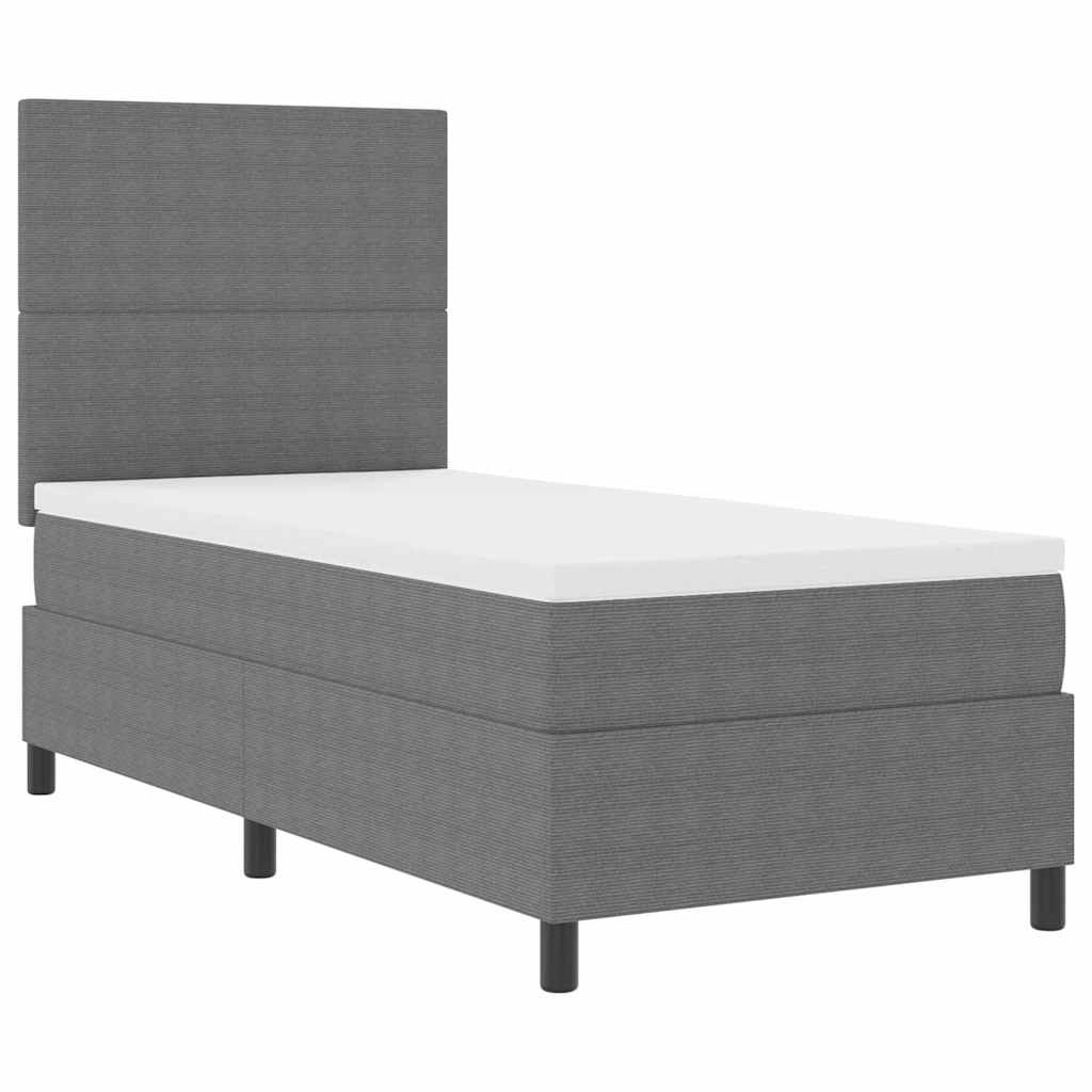 LED Box Spring Ágy Világosszürke és fehér 90 x 190 cm